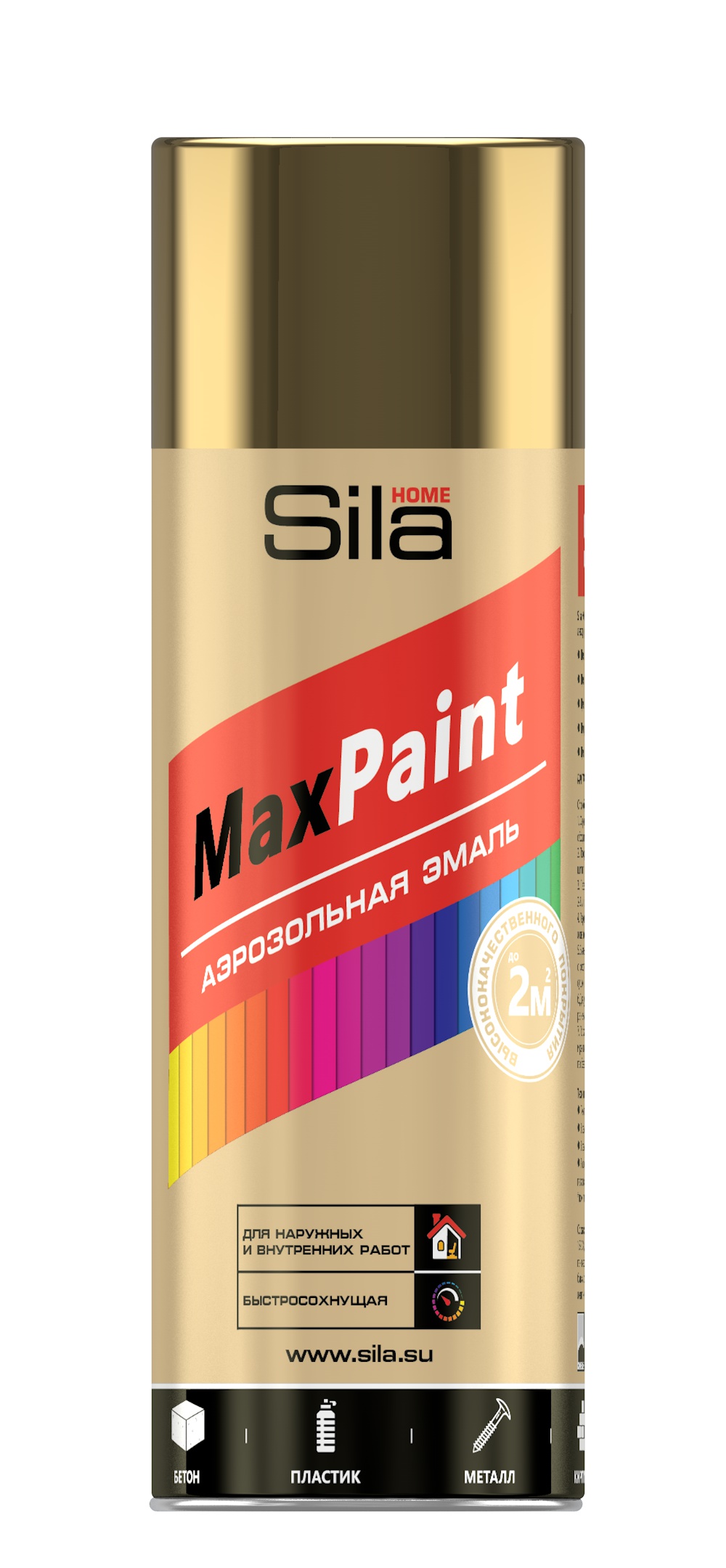 Аэрозольная краска Sila HOME Max Paint золотой металлик